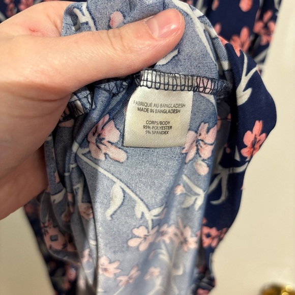 🎉4/30$🎉 Pink and Navy Floral Off Shoulder Flutter Sleeve Mini Sundress PTP 25in🌸 - Picture 5 of 5